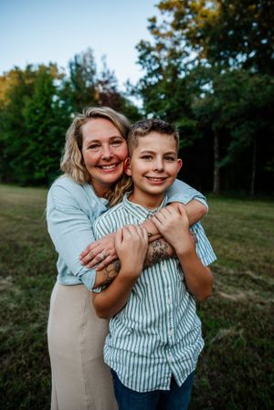 Memphis Family Portrait of homeschool mother and on farm in Collierville, Tennessee during golden hour.