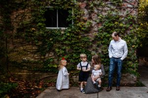 Memphis Family Portrait at Dixon Art Gallery  with family with two toddlers during Golden Hour.