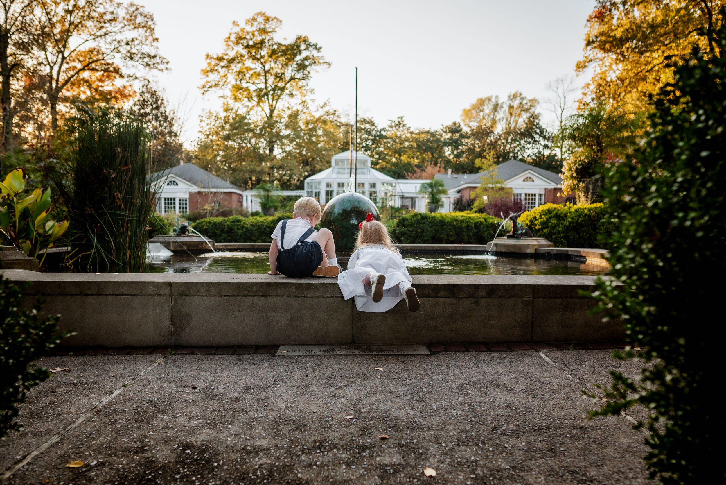 Memphis Family Portrait at Dixon Art Gallery  with two toddlers during Golden Hour.