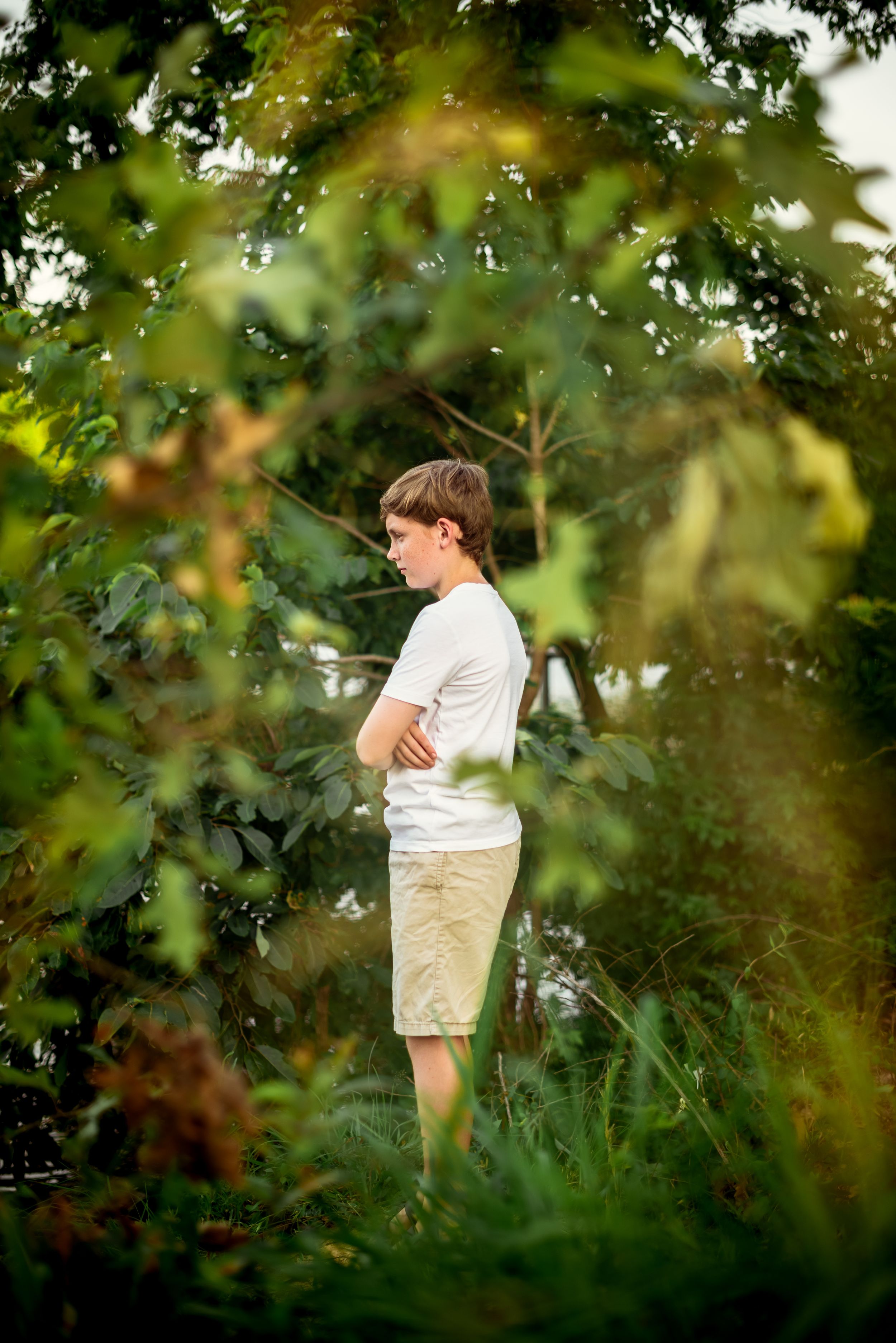 Memphis Family Photographer portrait of boy at Shelby Farms during Golden Hour.