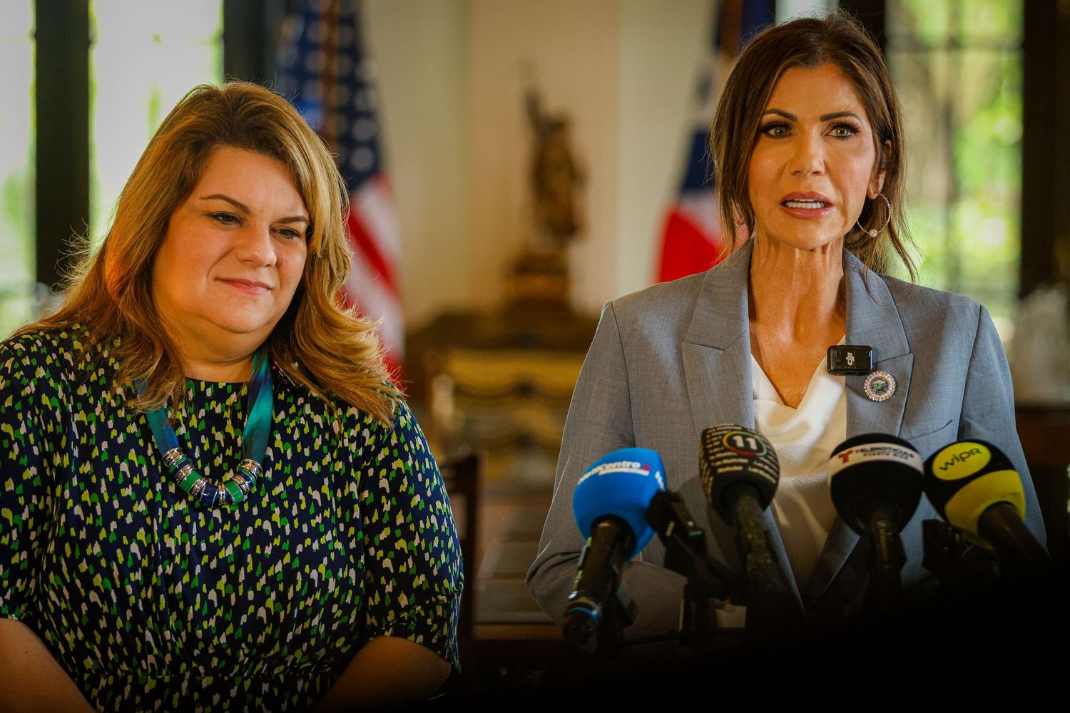 Kristi Noem, the Secretary of Homeland Security, and Puerto Rico Governor Jenniffer González