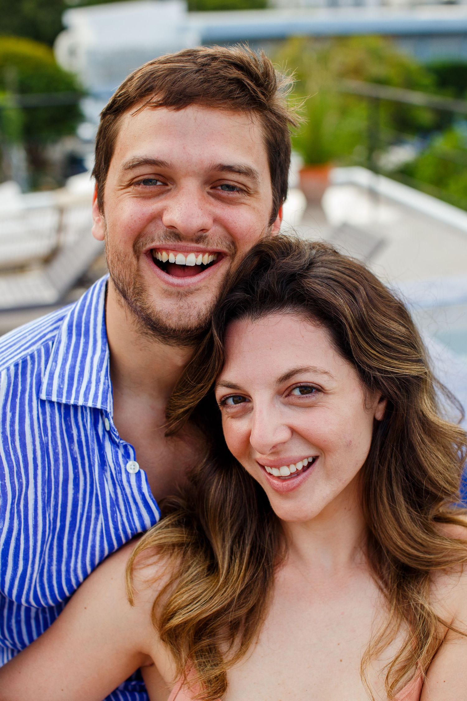 Couples portrait on a rooftop. Marriage proposal. San Juan, Puerto Rico.