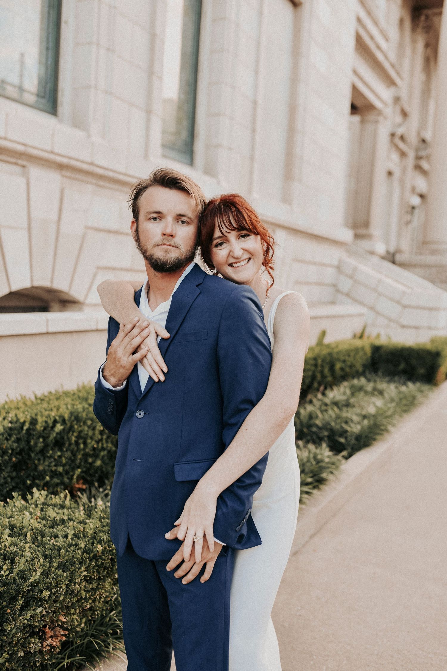 Elegant engagement portraits at Dallas County Records Building