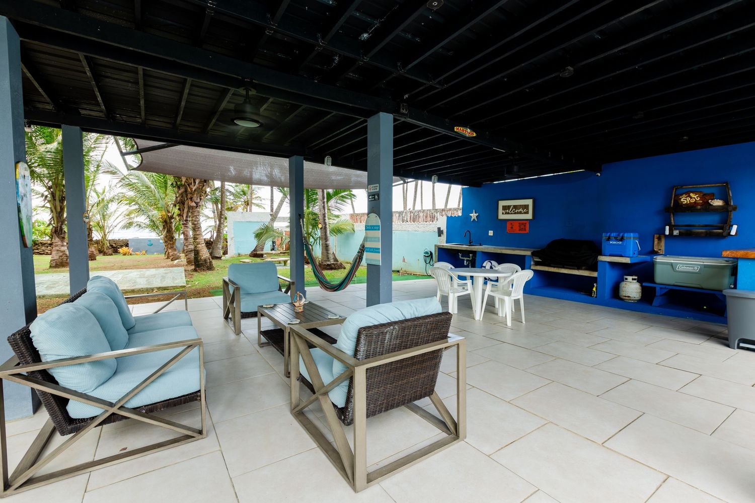 Patio and barbecue area. Beach house in Vega Baja, Puerto Rico.