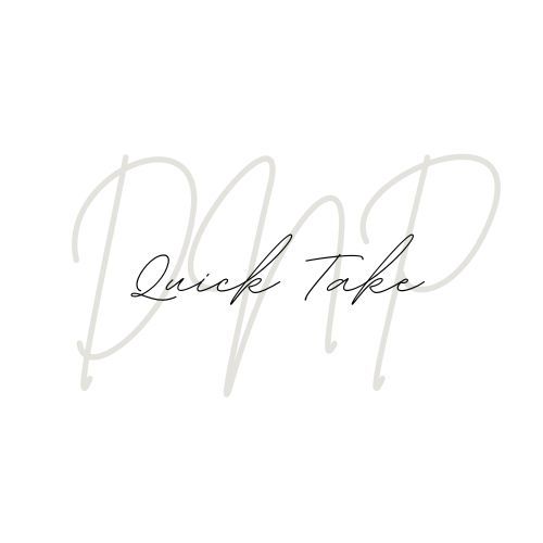 Text reading 'Quick Take' in elegant script font on light background.