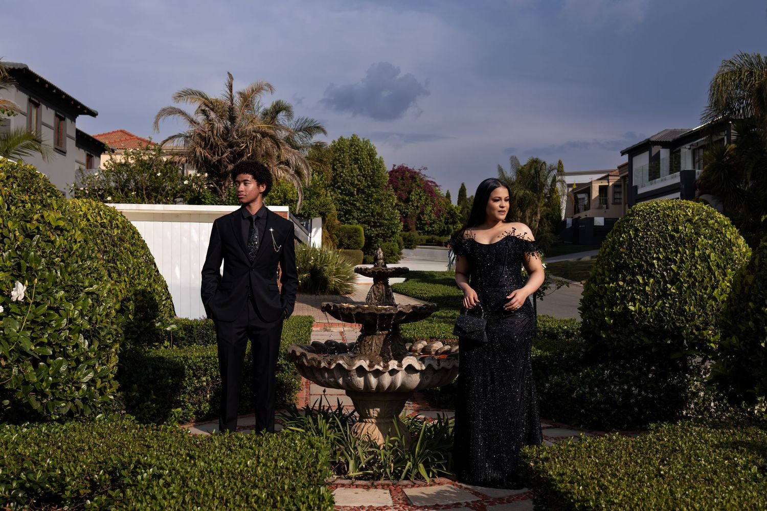 Matric farewell couple portrait in formal attire at Gauteng venue with elegant evening styling