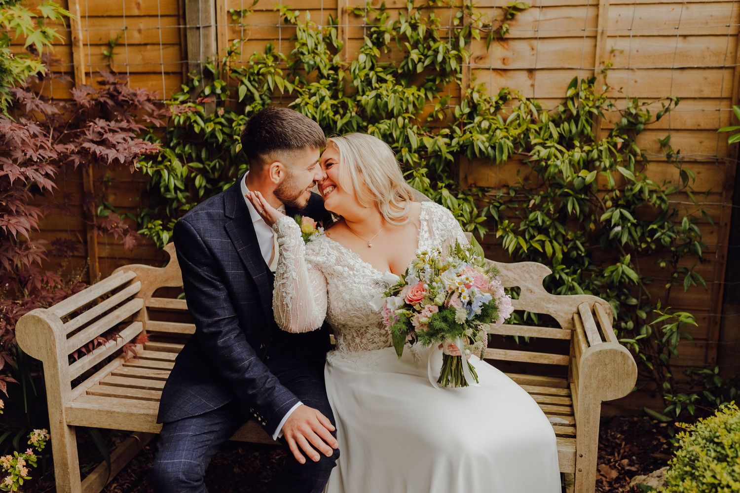 Portrait of Hannah and Jordan on their wedding day at Montagu Arms, Beaulieu, Brockenhurst.