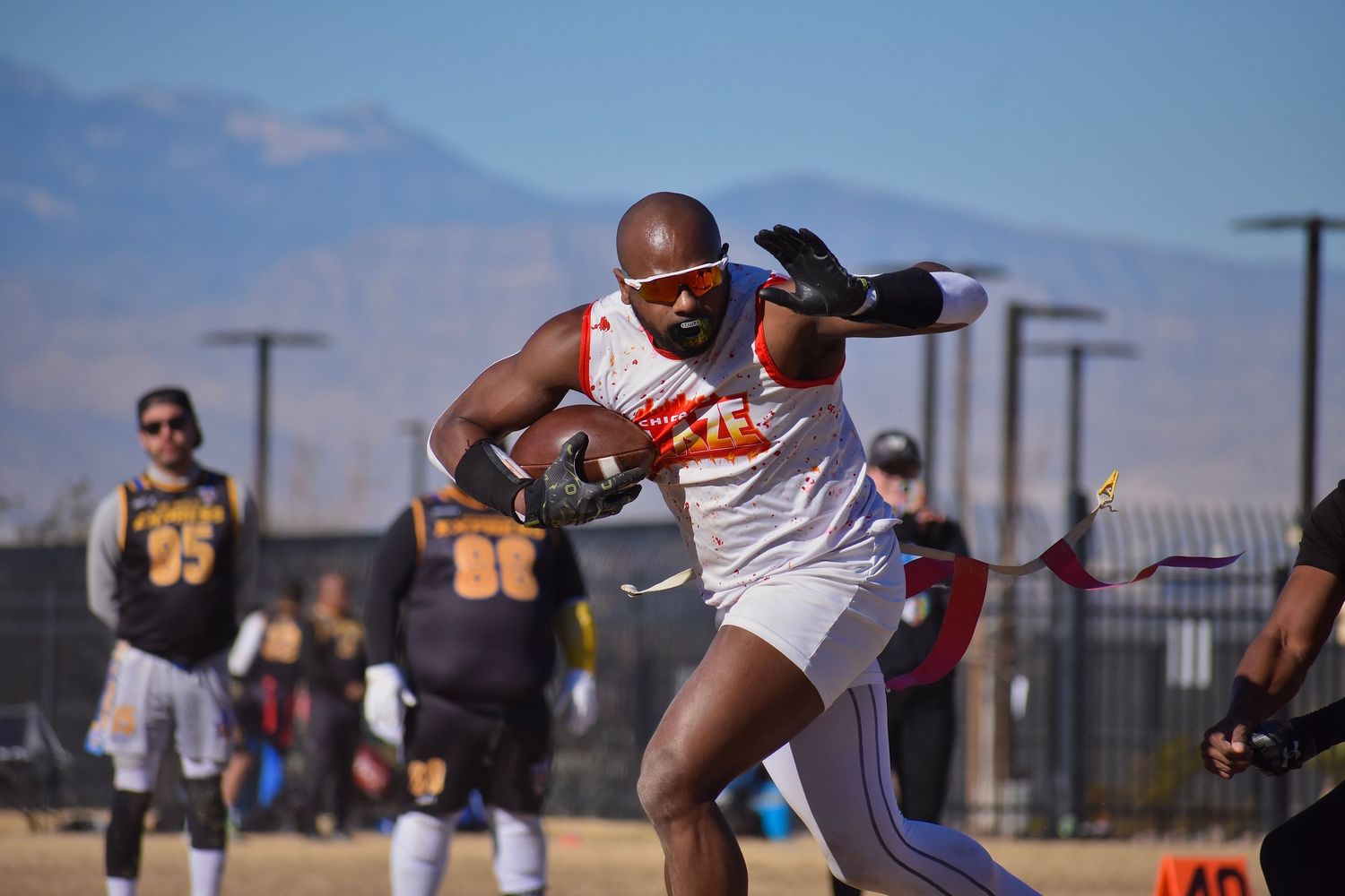 A flag football athlete competes at the Sin City Classic in Las Vegas