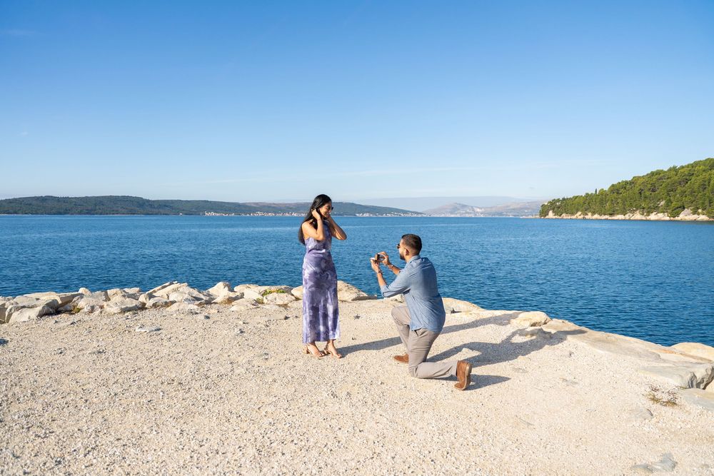 Split Morning Beach surprise proposal with photo session