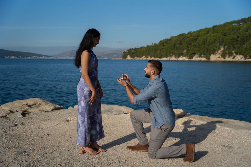 Split Morning Beach surprise proposal with photo session