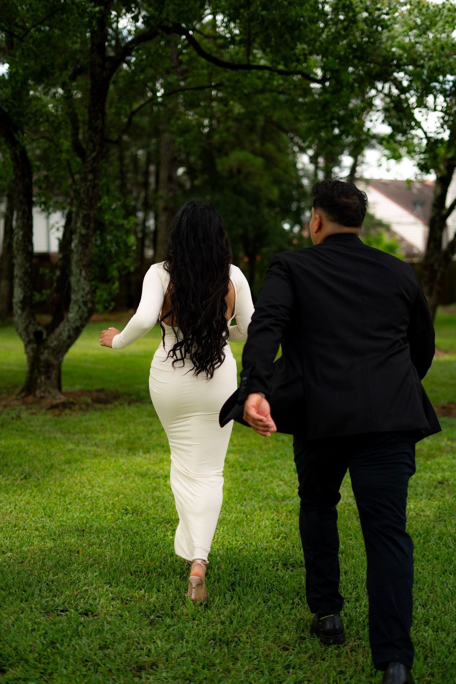 Engagement session outdoors in Houston, TX. Natural light, candid moments, lifestyle photography, timeless documenting, couple photography.