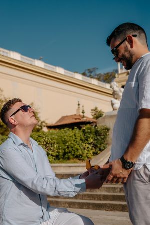 LGBTQ+ engagement portraits in Montjuïc Barcelona