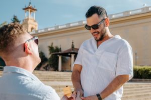 LGBTQ+ engagement portraits in Montjuïc Barcelona