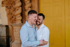 Emotional moment during gay proposal in Montjuïc, Spain