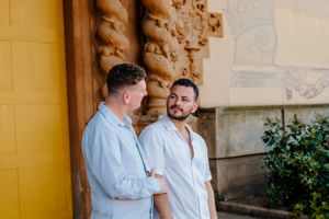 Surprise proposal at Montjuïc with flowers and city views