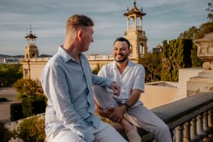 Barcelona Montjuïc gay engagement with sweeping city views