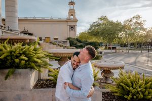 LGBTQ+ surprise proposal photography session in Montjuïc Barcelona
