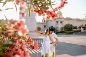 Barcelona couples photoshoot with historic Montjuïc landmarks