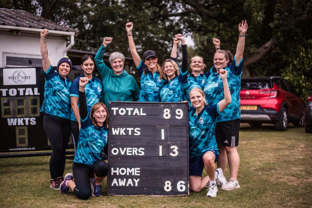 Celebrating winning the league! Happy cheers from Cookhill Cricket Club's women's team.