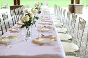 wedding table setting and gold plates