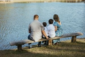 Family session near the water