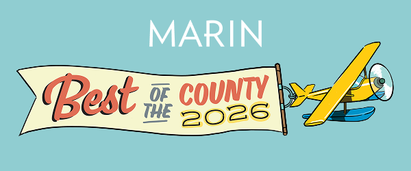 Marin Magazine Best of the County 2026 award graphic with illustrated map of Marin County, California.