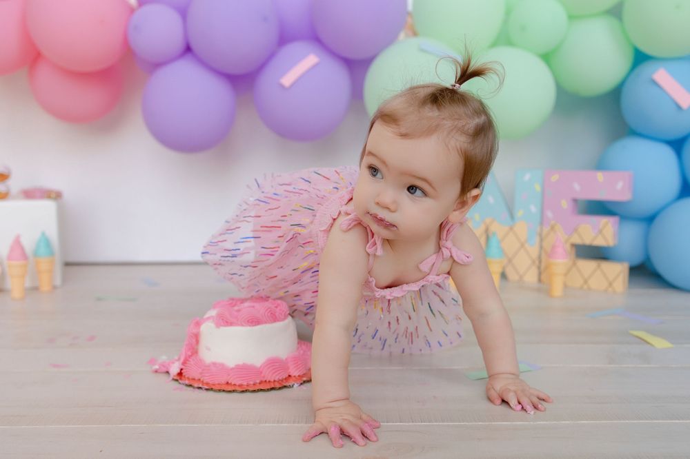 cake smash first birthday photographer in Jefferson County