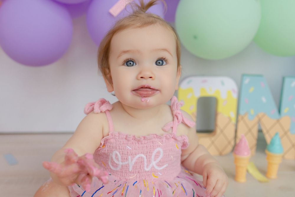 cake smash first birthday photographer in Jefferson County