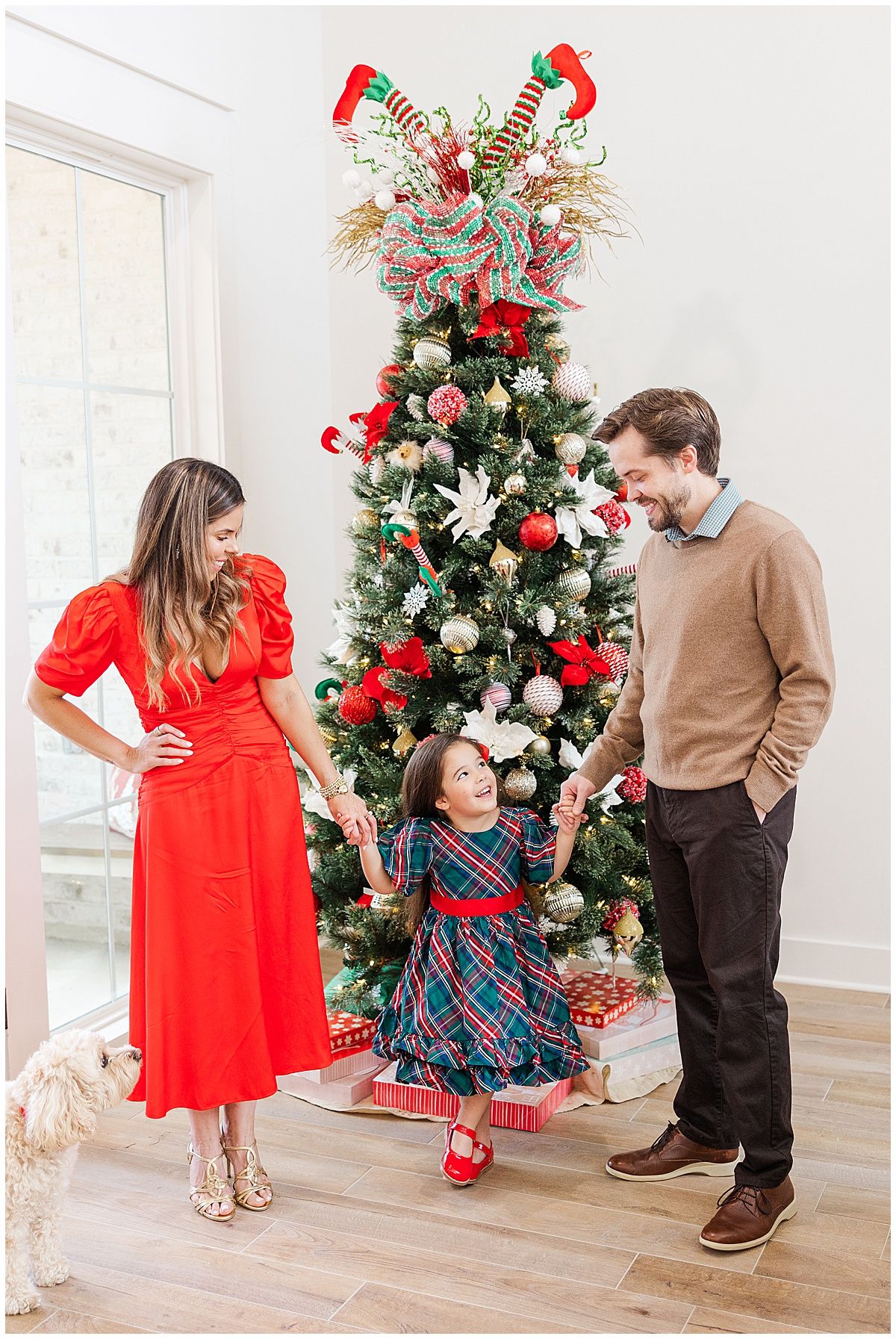 Smith family Christmas portrait during an in-home family photography session in Shreveport Louisiana