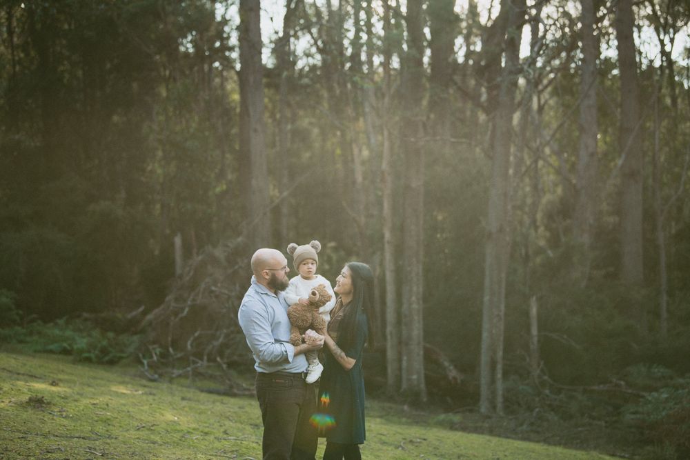 Forest and mountain family session, captured by Joss Jensen Photography on Kunanyi, Mount Wellington in Tasmania.