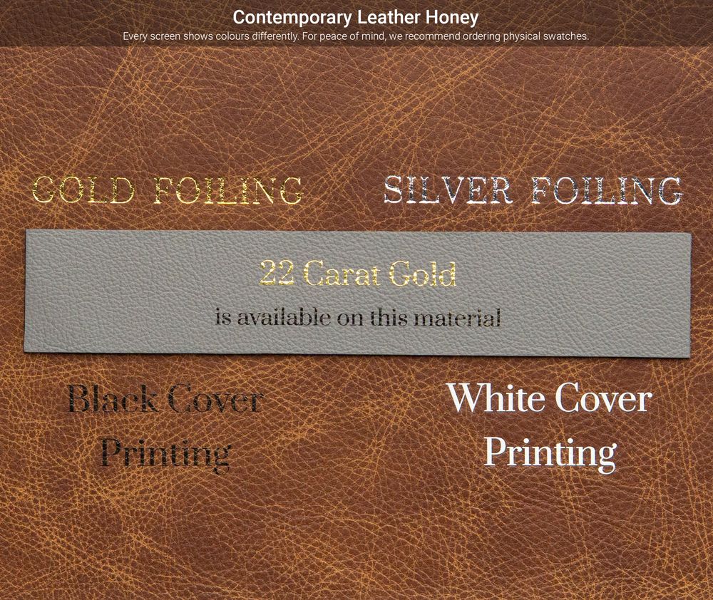 Close-up view of rich brown leather texture samples showing various material finishes and embossing options.