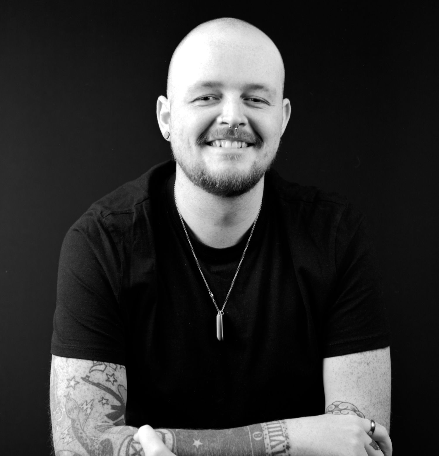 black and white portrait shot of my friend