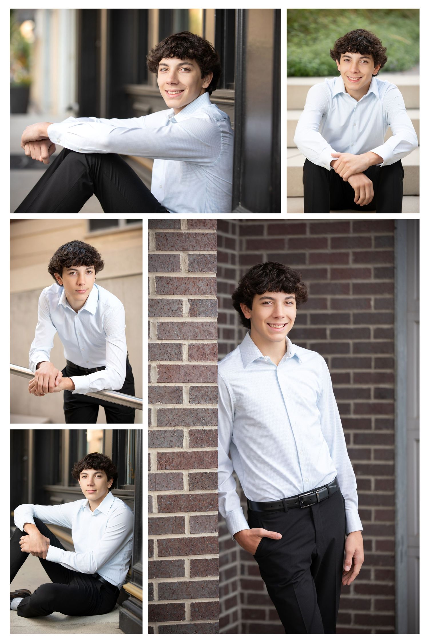 Dublin Scioto senior photos at Bridge Park with dressy outfit, brick textures, and modern Columbus senior portraits.
