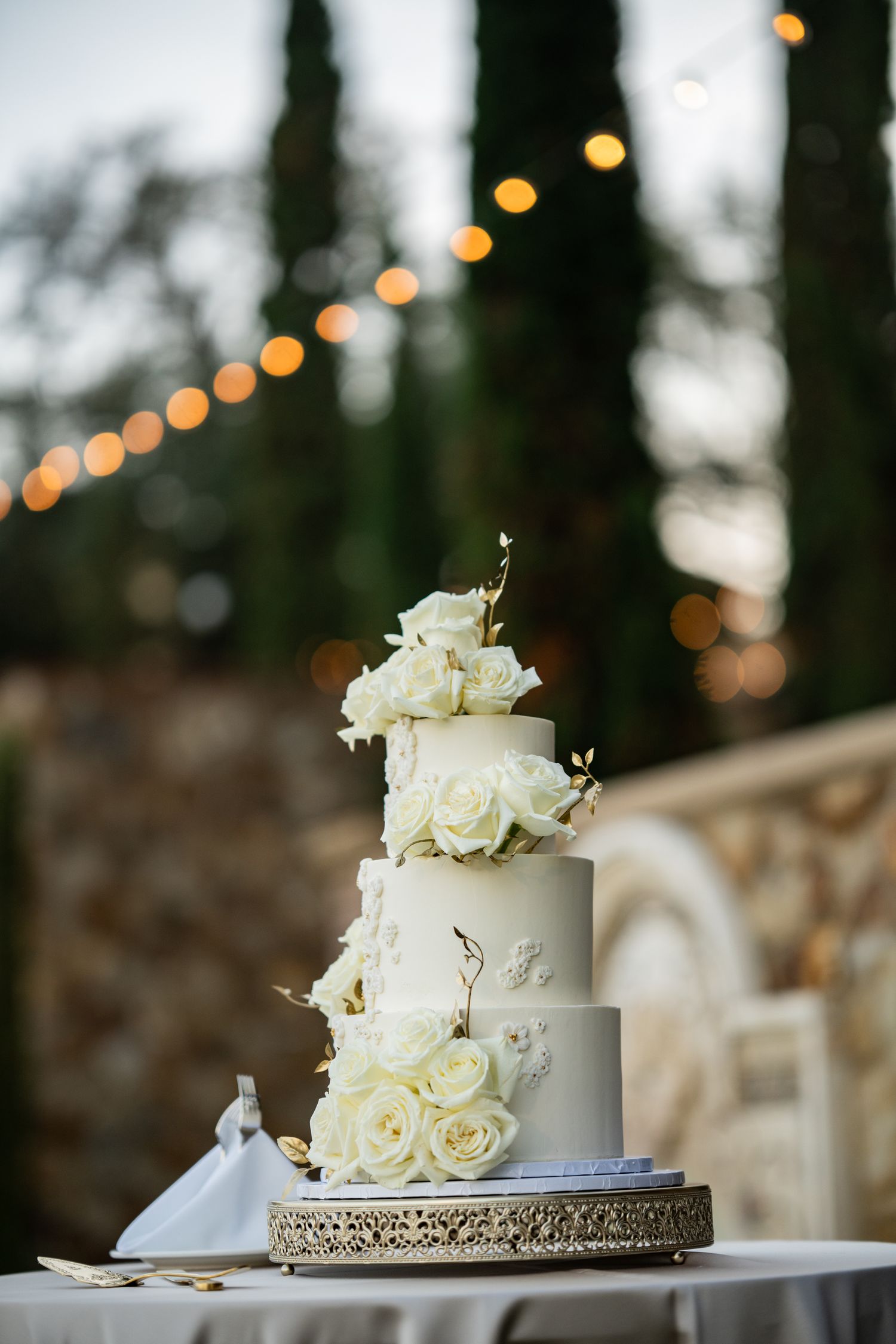Wedding cake detail outdoor reception Bella Collina Montverde Florida Weddings by Ray