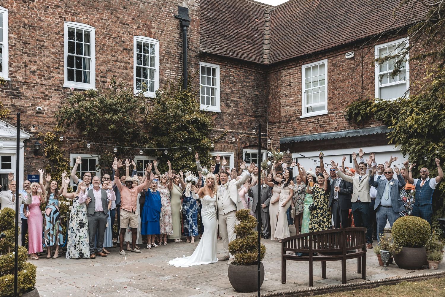 Family group photograph at a wedding