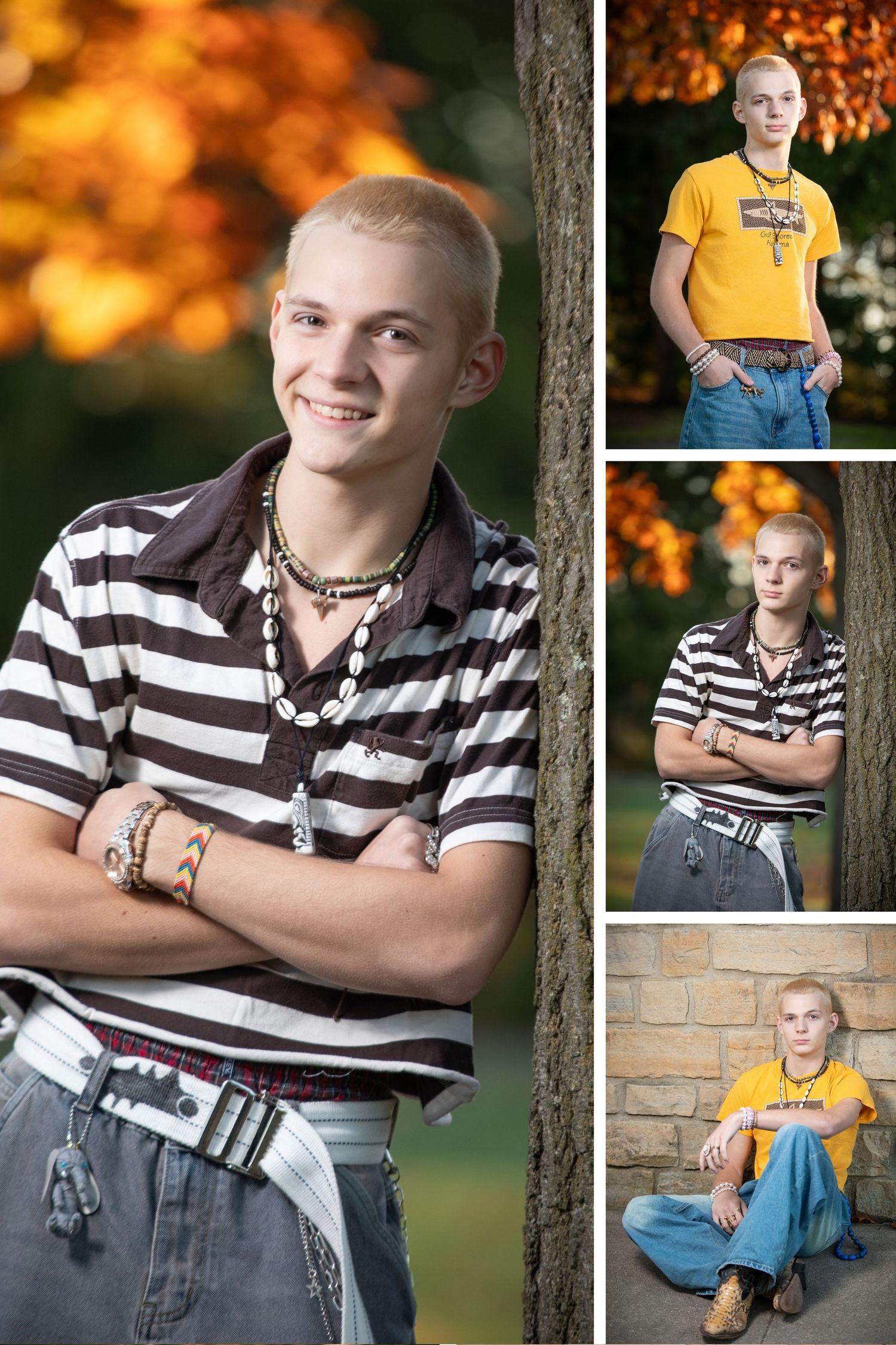 Hilliard Davidson senior photos at Homestead Park with fall colors, stone textures, and personalized outdoor portraits.