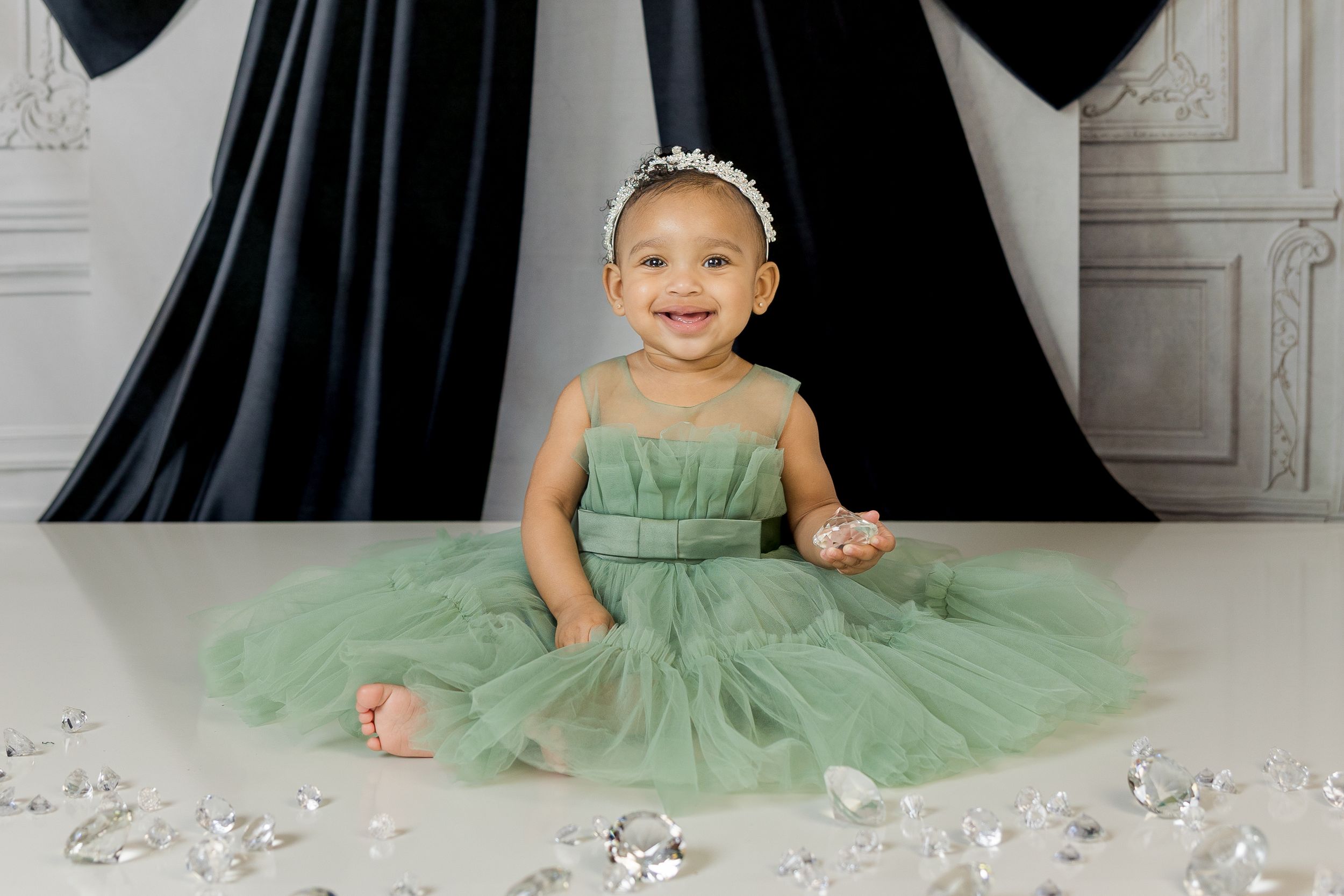 Adorable themed 1st birthday cake smash session in our Ridgefield, CT studio. Custom backdrops to celebrate your baby's big milestone!