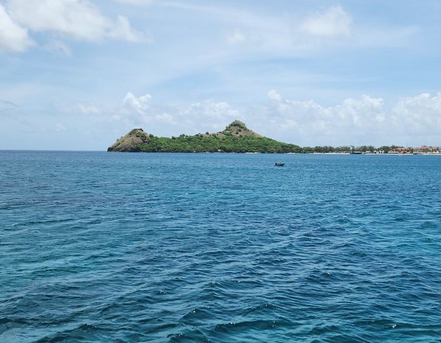 Scenic ocean view of Pigeon Island and the coastline in St. Lucia, captured in St. Lucia during a premium drone photography session.