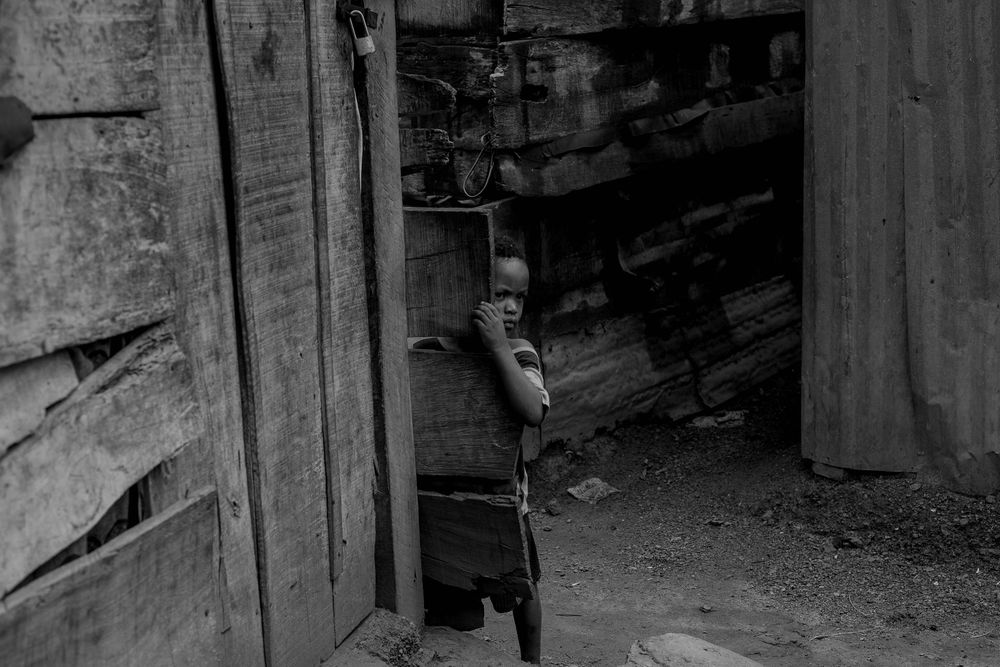 A boy staring