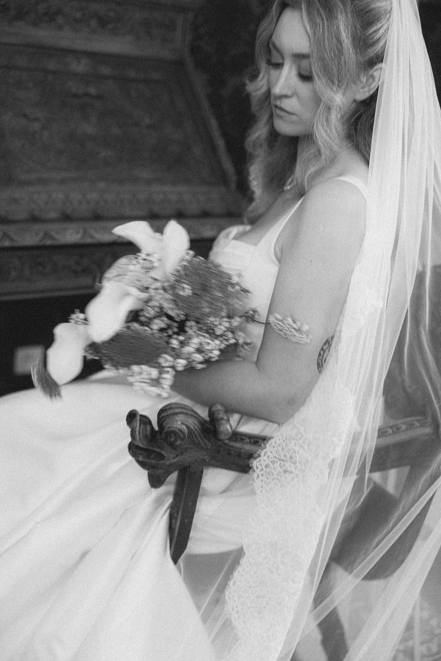 A tender black and white intimate portrait of a couple sharing a romantic moment together. Elopement in Croatia