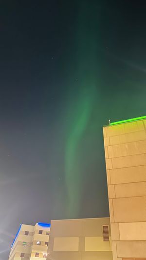 northern lights seen outside an Alaskan hospital