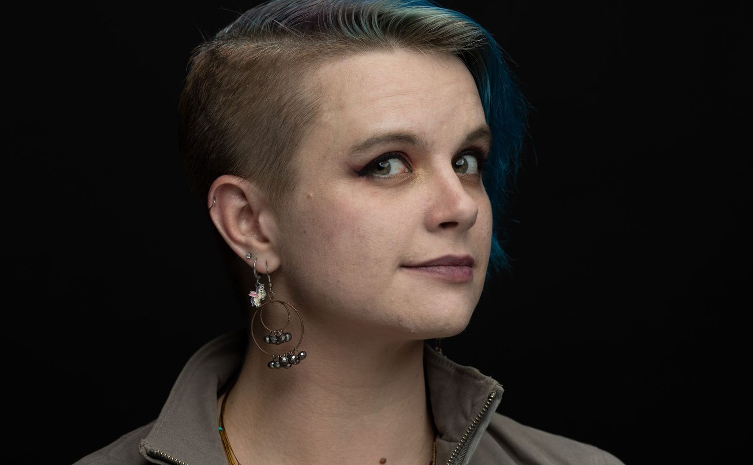portrait blue hair beauty