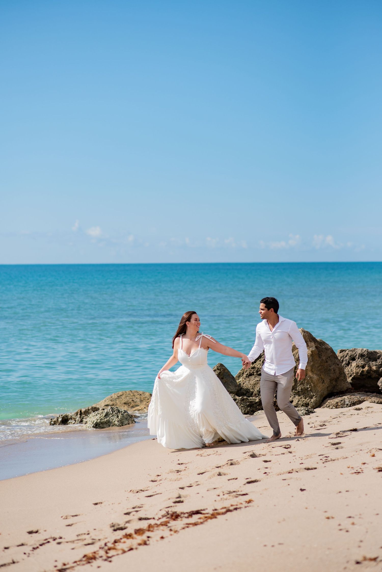 Ensaio de casal na praia.
