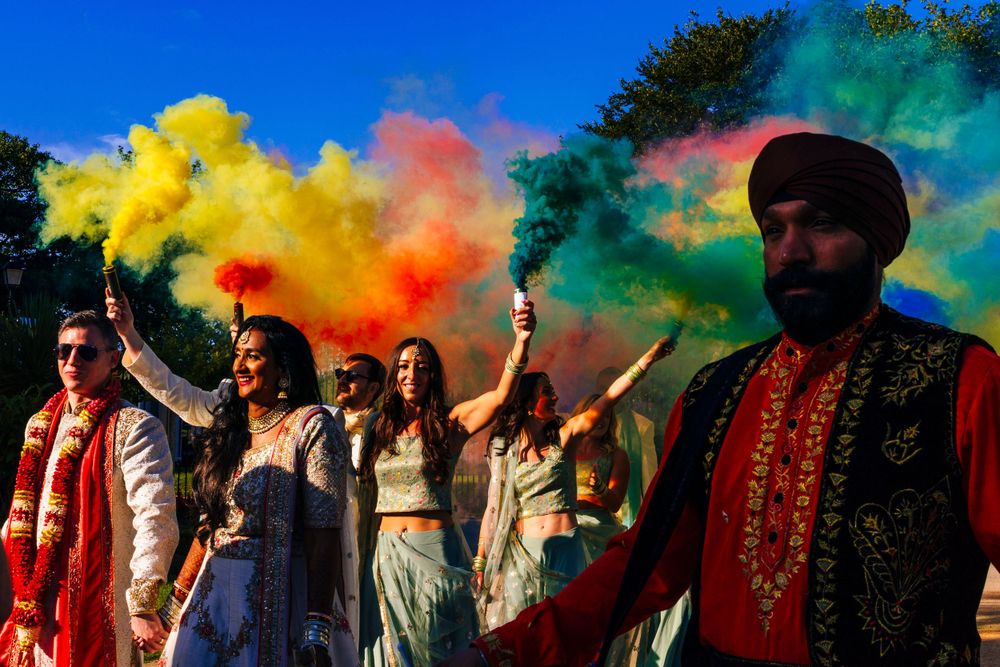 Indian wedding dinner entrance precession at sefton park palm house