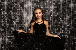 Elegant array of professional photo studio poses set against a sparkling bokeh background.