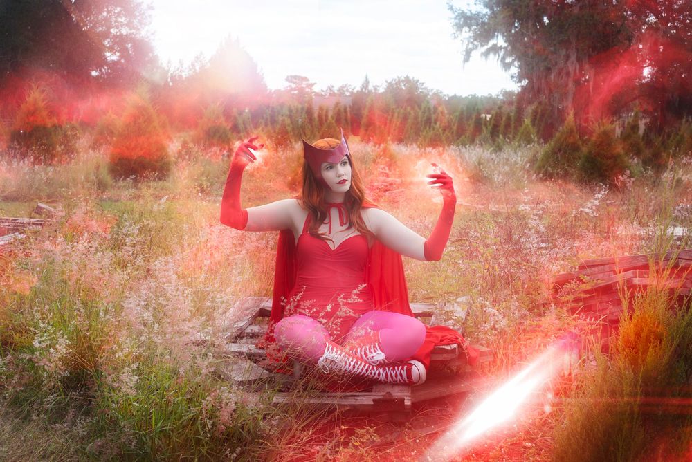 Cinematic Solo Session of Wanda from Wanda Vision dramatic magical affects in natural lighting
