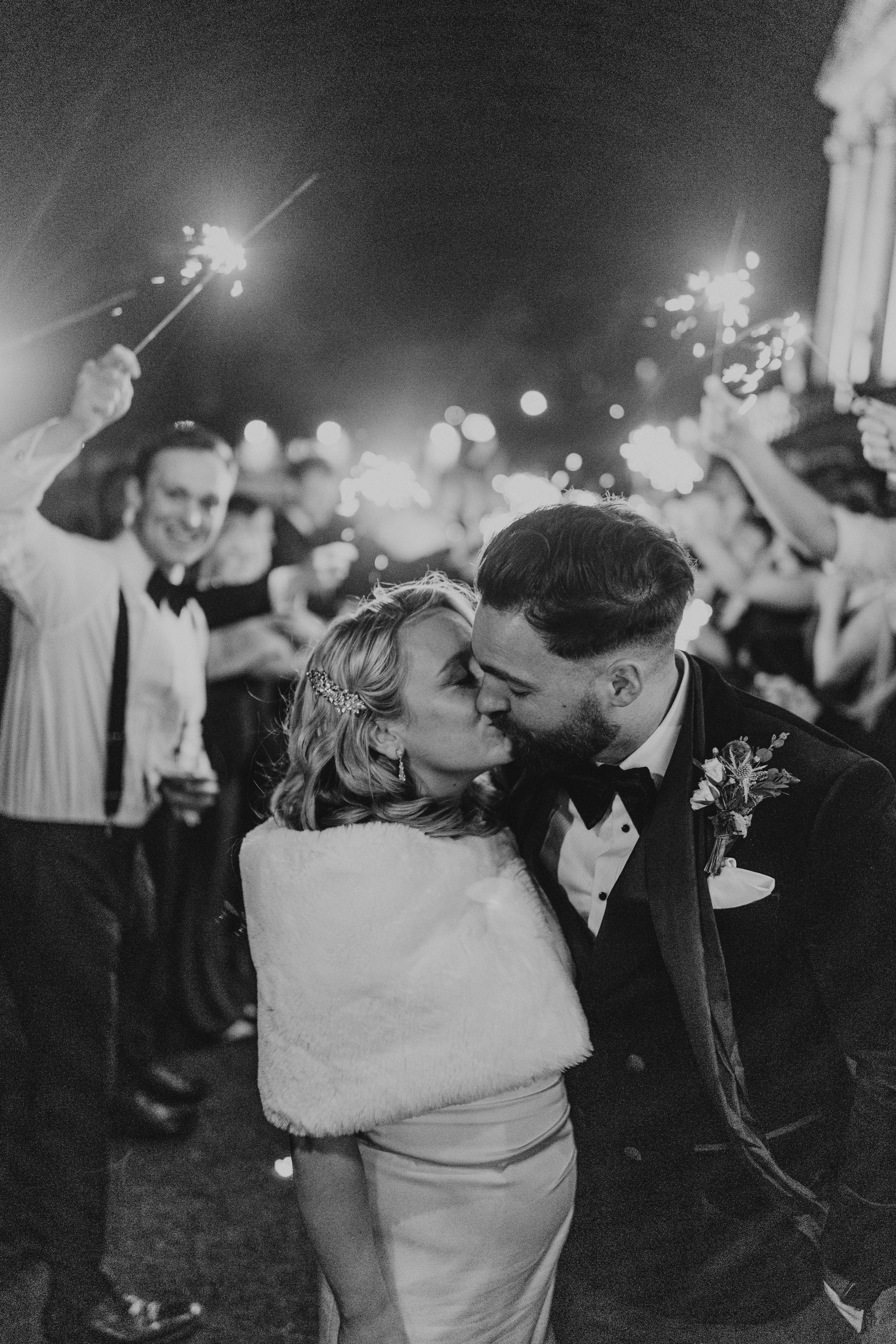 Prior Park Bath Wedding photography, sparklers , winter wedding