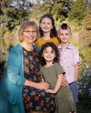 Grandmother and grandchildren photo at Choate Park in Medway Massachusetts