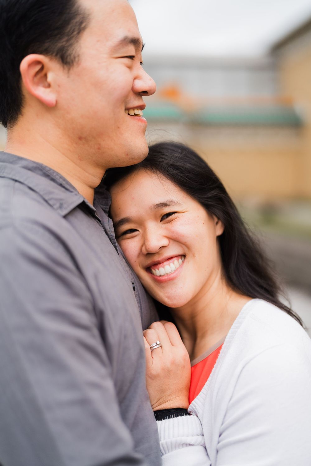 close up of a happy couple at National Palace Museum