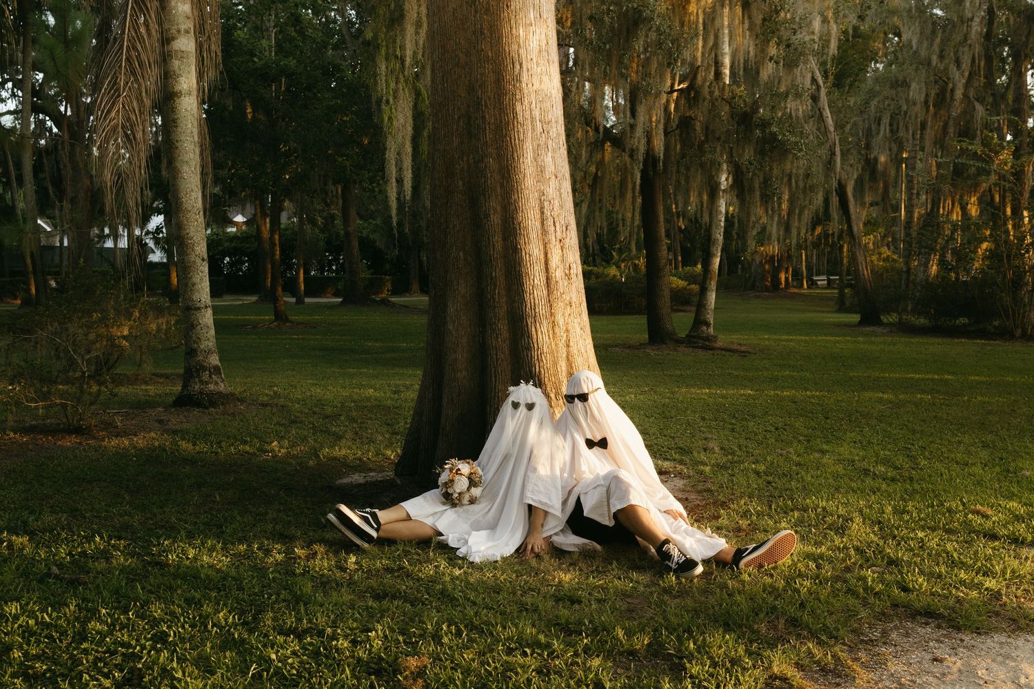 Ghost sheet photoshoot for elopement